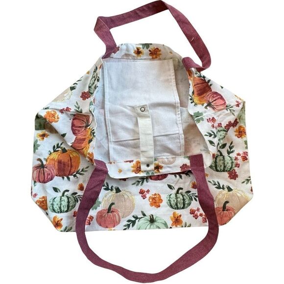 Envouge 100% Printed Canvas Fall Pumpkin Harvest Tote Bag NWT - Picture 2 of 9